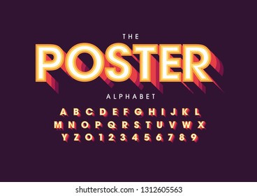 Vector of stylized modern font and alphabet