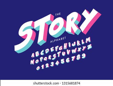 Vector of stylized modern font and alphabet