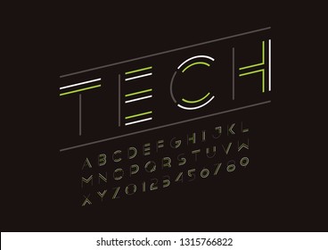 Vector of stylized modern font and alphabet