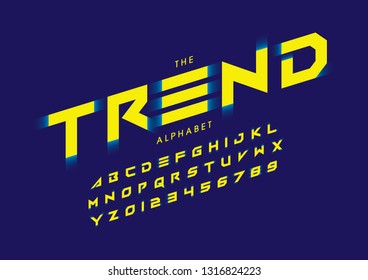 Vector of stylized modern font and alphabet