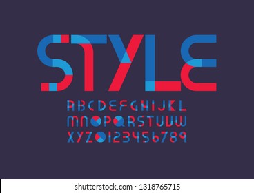 Vector of stylized modern font and alphabet
