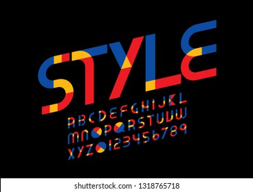 Vector of stylized modern font and alphabet