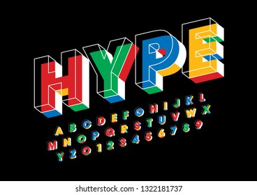 Vector of stylized modern font and alphabet