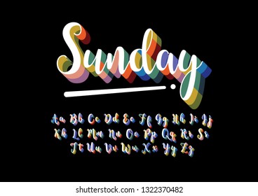 Vector of stylized modern font and alphabet