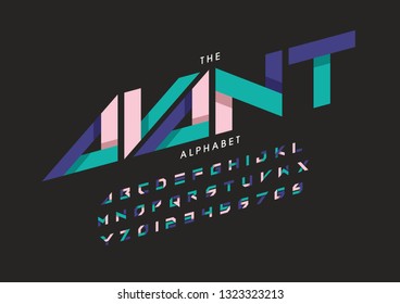 Vector of stylized modern font and alphabet
