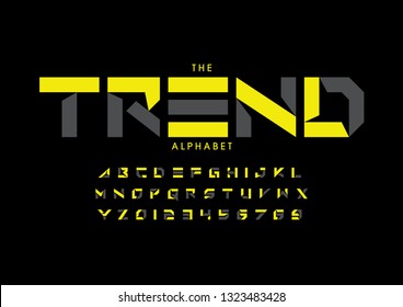 Vector of stylized modern font and alphabet