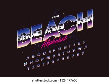 Vector of stylized modern font and alphabet