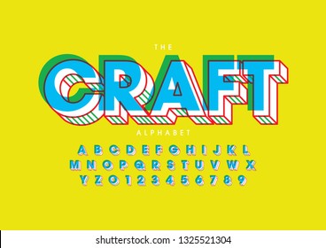 Vector of stylized modern font and alphabet