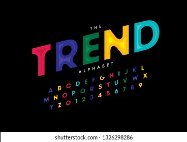 Vector of stylized modern font and alphabet
