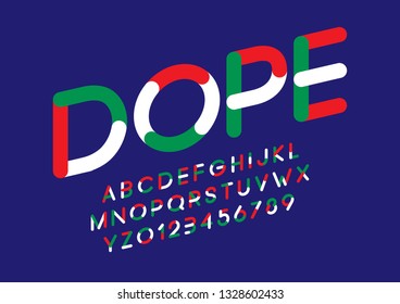 Vector of stylized modern font and alphabet