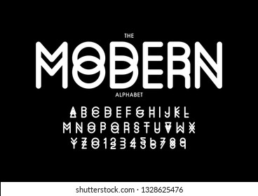 Vector of stylized modern font and alphabet
