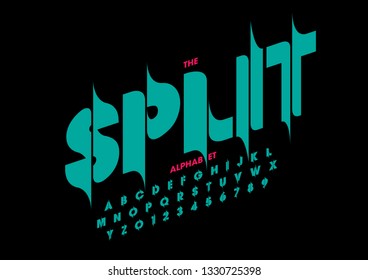 Vector of stylized modern font and alphabet