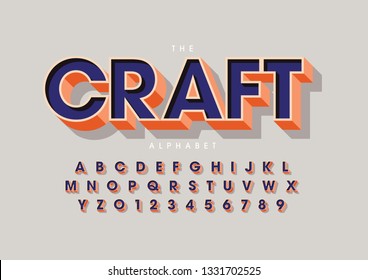 Vector of stylized modern font and alphabet