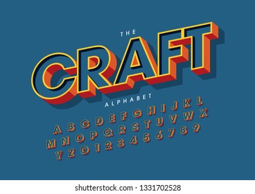 Vector of stylized modern font and alphabet