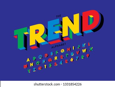Vector of stylized modern font and alphabet