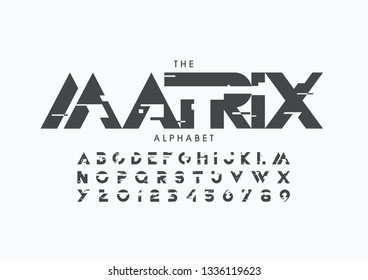 Vector of stylized modern font and alphabet