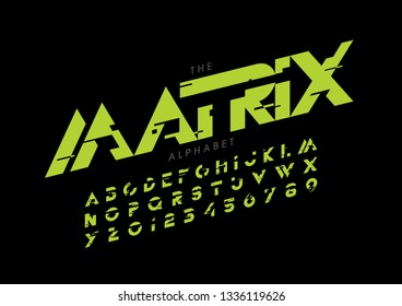 Vector of stylized modern font and alphabet