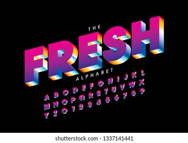Vector of stylized modern font and alphabet