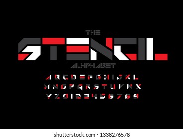 Vector of stylized modern font and alphabet