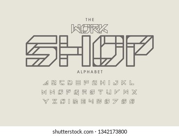 Vector of stylized modern font and alphabet