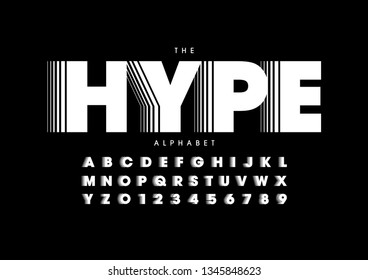 Vector of stylized modern font and alphabet