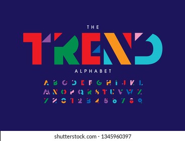 Vector of stylized modern font and alphabet