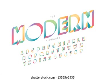 Vector of stylized modern font and alphabet