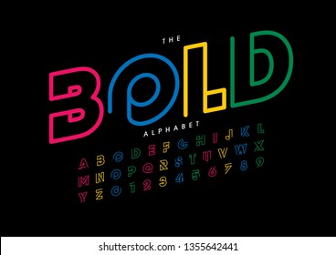 Vector of stylized modern font and alphabet