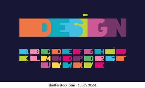 vector of stylized modern font and alphabet