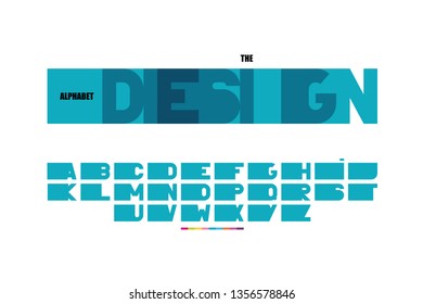 vector of stylized modern font and alphabet with effect of trans