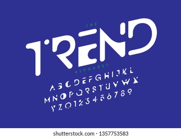 Vector of stylized modern font and alphabet