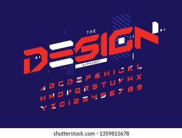 Vector of stylized modern font and alphabet