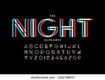 Vector of stylized modern font and alphabet