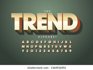 Vector of stylized modern font and alphabet