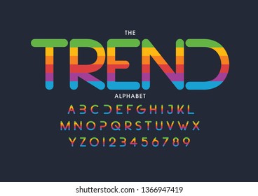 Vector of stylized modern font and alphabet