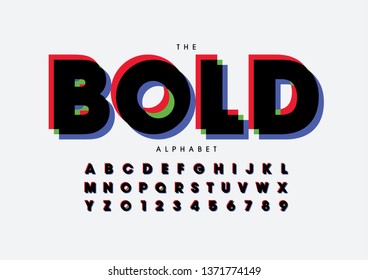 Vector of stylized modern font and alphabet