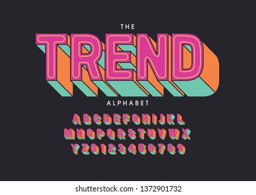 Vector of stylized modern font and alphabet