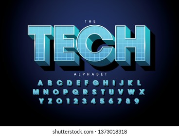 Vector of stylized modern font and alphabet