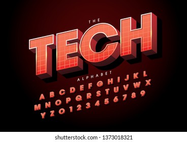 Vector of stylized modern font and alphabet