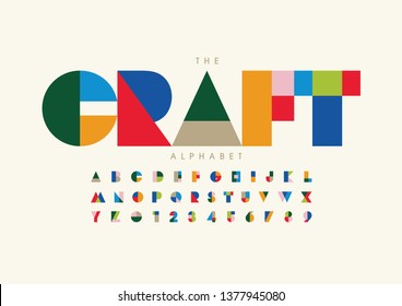 Vector of stylized modern font and alphabet
