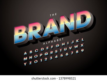 Vector of stylized modern font and alphabet