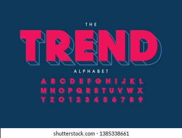 Vector of stylized modern font and alphabet