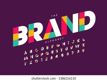 Vector of stylized modern font and alphabet