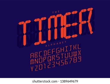 Vector of stylized modern font and alphabet