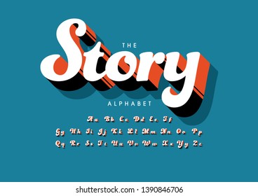 Vector of stylized modern font and alphabet