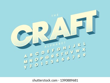 Vector of stylized modern font and alphabet