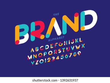 Vector of stylized modern font and alphabet
