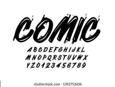 Vector of stylized modern font and alphabet