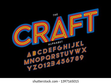Vector of stylized modern font and alphabet
