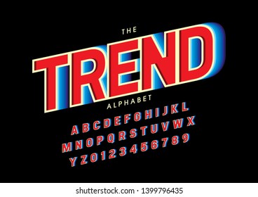 Vector of stylized modern font and alphabet